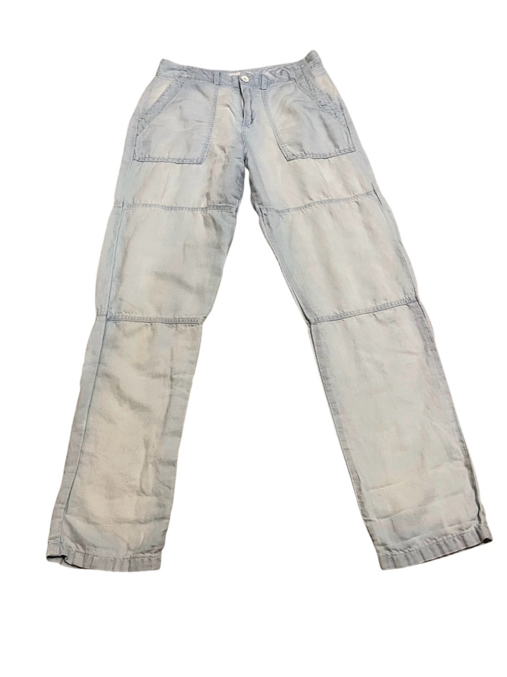 Bella Dahl Linen Blend Light Wash Sutton Roll Cuff Patch Utility Pant - Size 26
